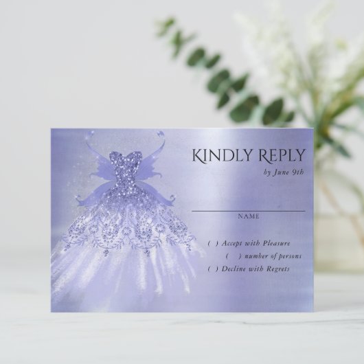 フェアリーウィングラベンダーガウン | 紫虹彩光沢 出欠カード (スタンド正面)