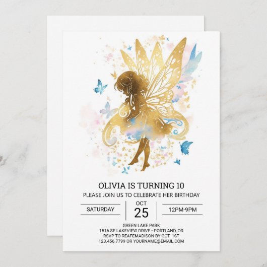 フェアリーエレガントコア誕生日ブリス 招待状 (正面/裏面)