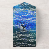 フェアリーエレガントライツブルーハートリーフツリー結婚ズ オールインワン招待状 (外側)