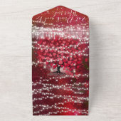 フェアリーエレガントライツ赤いハートリーフツリー結婚ズ オールインワン招待状 (外側)