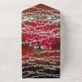 フェアリーエレガントライツ赤いハートリーフ結婚ツリーA オールインワン招待状 (外側)