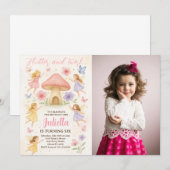 フェアリーエレガント誕生日招待状（写真あり） 招待状 (正面/裏面)