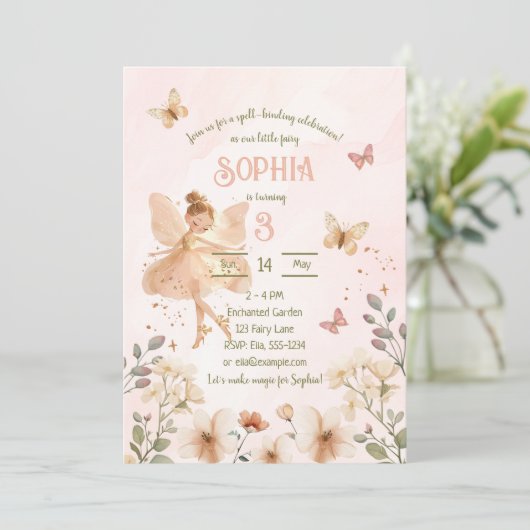 フェアリーエンチャントフォレスト誕生日招待状カード 招待状 (スタンド正面)