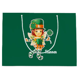 フェアリーカスタムアイリッシュガールの聖パトリックの日 ラージペーパーバッグ