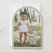 フェアリーカスタムファーストPhoto Pink Sage 1st Birthday 招待状 (裏面)