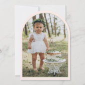 フェアリーカスタムファーストPhoto Pink Sage 1st Birthday 招待状 (裏面)