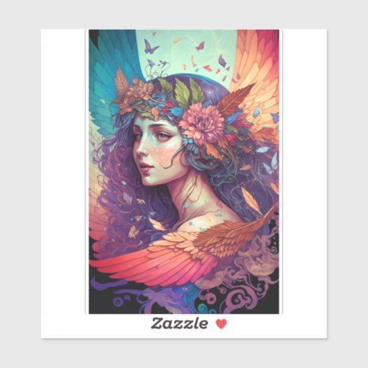 フェアリーカラフルエンジェルウィングスファンタジーアート シール (シート)