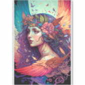 フェアリーカラフルエンジェルウィングスファンタジーアート シール (正面)