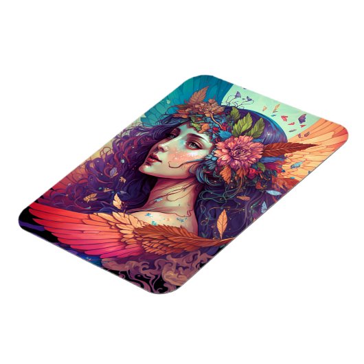 フェアリーカラフルエンジェルウィングスファンタジーアート マグネット (左側)