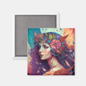 フェアリーカラフルエンジェルウィングスファンタジーアート マグネット (正面/裏面)