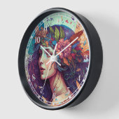 フェアリーカラフルエンジェルウィングスファンタジーアート 壁時計 (傾斜)