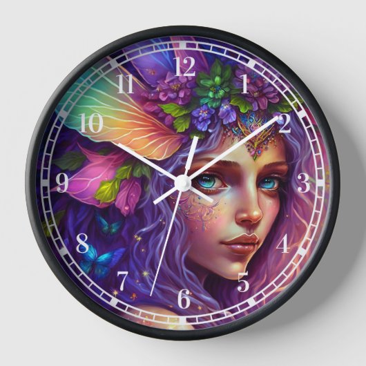 フェアリーカラフルファンタジーアート 壁時計 (正面)