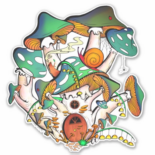 フェアリーカラフルマッシュルーム シール (正面)