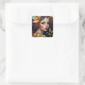 フェアリーカラフル蝶ファンタジーアート スクエアシール (バッグ)