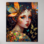 フェアリーカラフル蝶ファンタジーアート ポスター (正面)