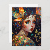 フェアリーカラフル蝶ファンタジーアート ポストカード (正面/裏面)