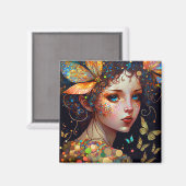 フェアリーカラフル蝶ファンタジーアート マグネット (正面/裏面)