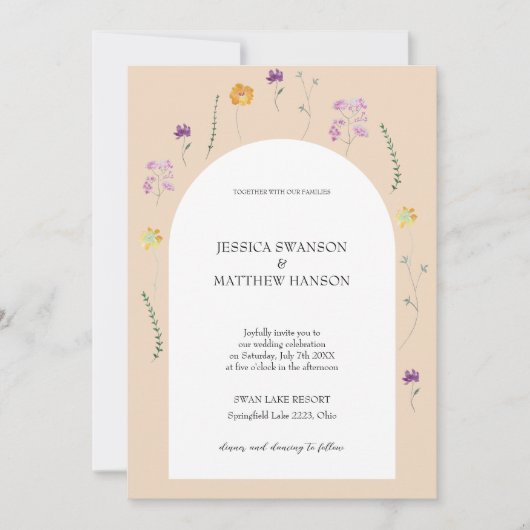 フェアリーガーデンウォーターカラー結婚フローラ 招待状 (正面)