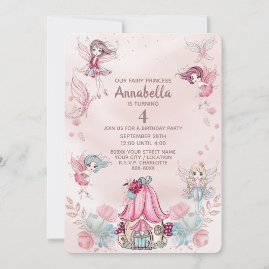 フェアリーガーデンカウトグリッターフェリーズアンドハウス 招待状 (正面)