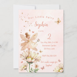 フェアリーガーデンガールフォト誕生日招待状カード 招待状