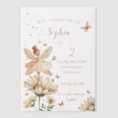 フェアリーガーデンガールフォト誕生日 ベラム紙招待状 (正面)