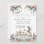 フェアリーガーデンティーパーティーフローラガールベビーシャワー 招待状