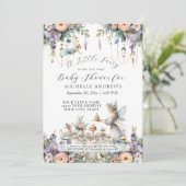 フェアリーガーデンティーパーティーフローラガールベビーシャワー 招待状