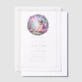 フェアリーガーデンテーマフラッタラブベビーシャワー ベラム紙招待状 (オフセット)