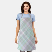 フェアリーガーデンパステルピンクアンドミントプレイド エプロン (着用した状態)