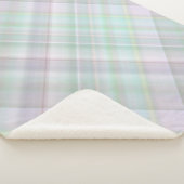 フェアリーガーデンパステルピンクアンドミントプレイド シェルパブランケット (3/4)