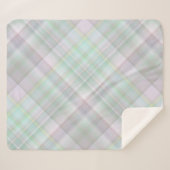 フェアリーガーデンパステルピンクアンドミントプレイド シェルパブランケット (正面(横))