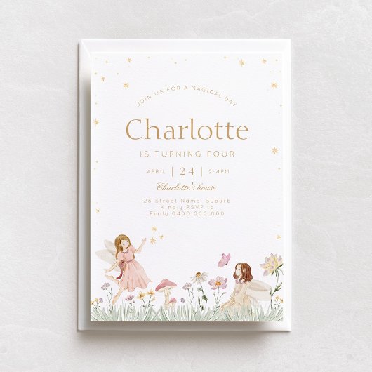 フェアリーガーデンパーティー誕生日招待状 招待状