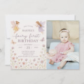 フェアリーガーデンファースト誕生日招待状と写真 招待状 (正面)