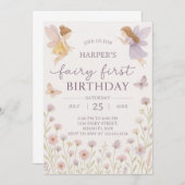 フェアリーガーデンファースト誕生日招待状 招待状 (正面/裏面)