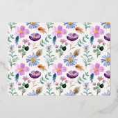 フェアリーガーデンフローラガールフォトバースデーパーティー 箔招待状 (裏面)