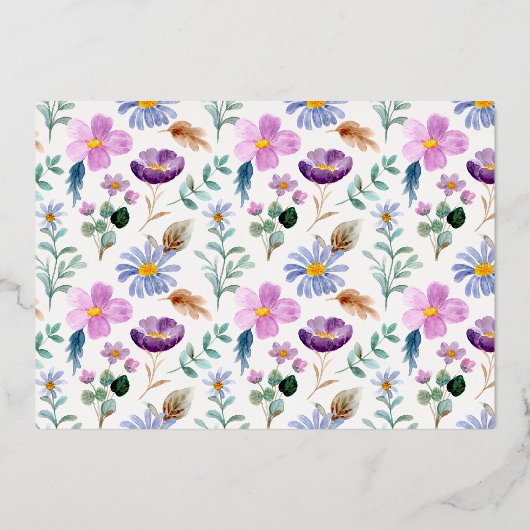 フェアリーガーデンフローラガールフォトバースデーパーティー 箔招待状 (裏面)