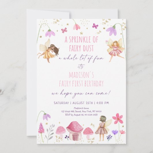 フェアリーガーデンフローラファースト誕生日 招待状 (正面)