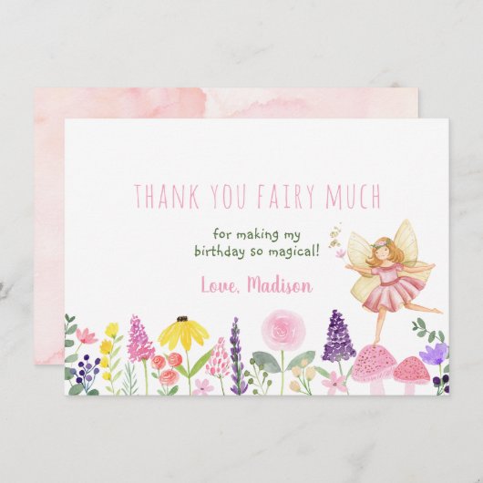 フェアリーガーデンフローラ誕生日サンキュー サンキューカード (正面/裏面)