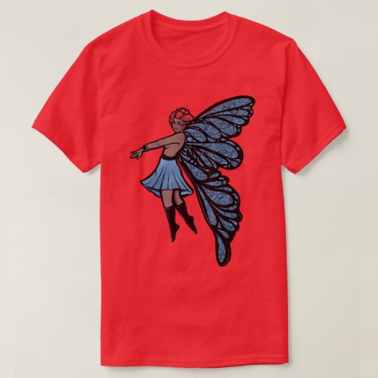 フェアリーガーデンブルーフラワーアート Tシャツ (デザイン正面)