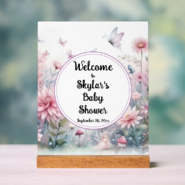 フェアリーガーデンベビーシャワーへようこそ アクリルサイン