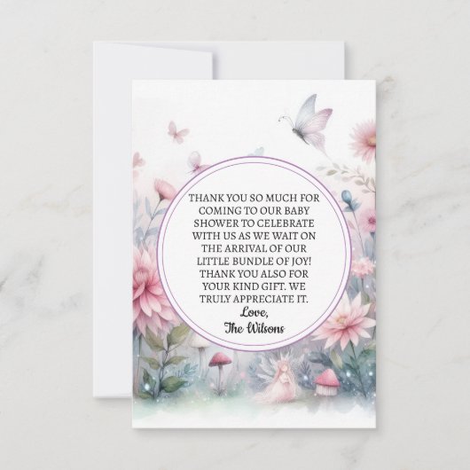 フェアリーガーデンベビーシャワー サンキューカード (正面)