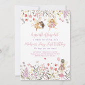 フェアリーガーデンボホワイルドフラワーファースト誕生日 招待状 (正面)