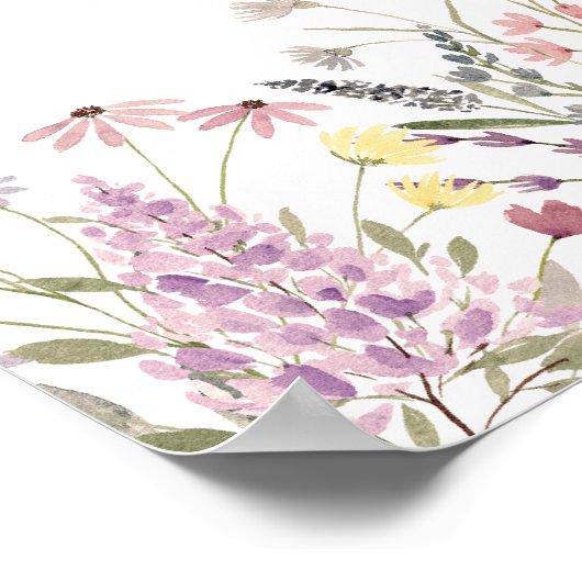 フェアリーガーデンボホワイルドフラワー誕生日へようこそ ポスター (角)