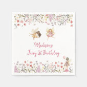 フェアリーガーデンボホーワイルドフラワー誕生日 スタンダードカクテルナプキン (正面)