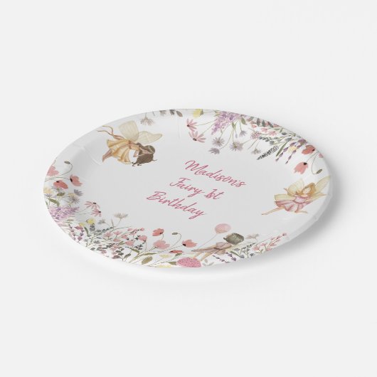 フェアリーガーデンボホーワイルドフラワー誕生日 ペーパープレート (アングル)