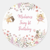 フェアリーガーデンボホーワイルドフラワー誕生日 ラウンドシール (正面)