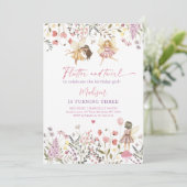 フェアリーガーデンボホーワイルドフラワー誕生日 招待状 (スタンド正面)