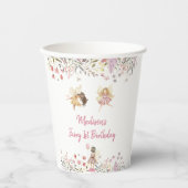 フェアリーガーデンボホーワイルドフラワー誕生日 紙コップ (正面)