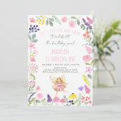 フェアリーガーデンワイルドフラワー誕生日招待状 招待状 (スタンド正面)
