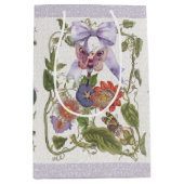 フェアリーガーデンヴィンテージパープルボウNパッションフラワー ミディアムペーパーバッグ (正面)